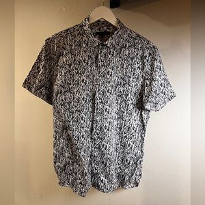 John Varvatos Men's Black and White Patterned Shirt